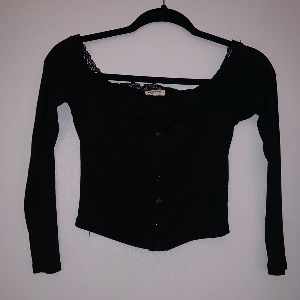 Black cropped long sleeve